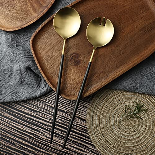 Salad Servers (Black/Gold)