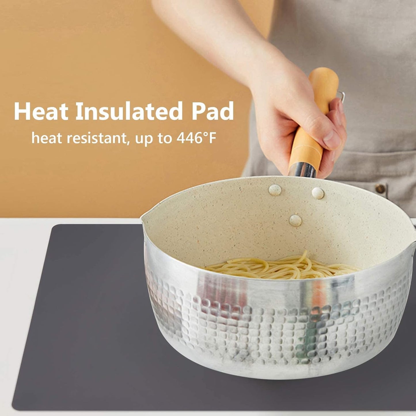 Gartful Gray Silicone Mats for Kitchen Counter, Large Silicone Countertop Protector, 25" x 17" Heat Resistant Desk Saver Pad, Nonskid Multipurpose Mat, Placemat, Non-Slip, 2PCS