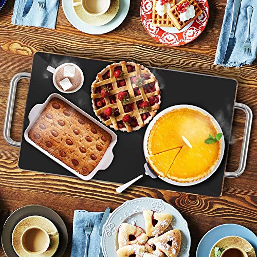 Electric Hot Plate Tray Dish Warmer with Black Glass Top (14.5 x 8.6 inches)