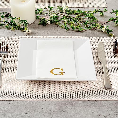 Paper Rectangle Gold Letter g Linen (Gold / 50 Count / G)