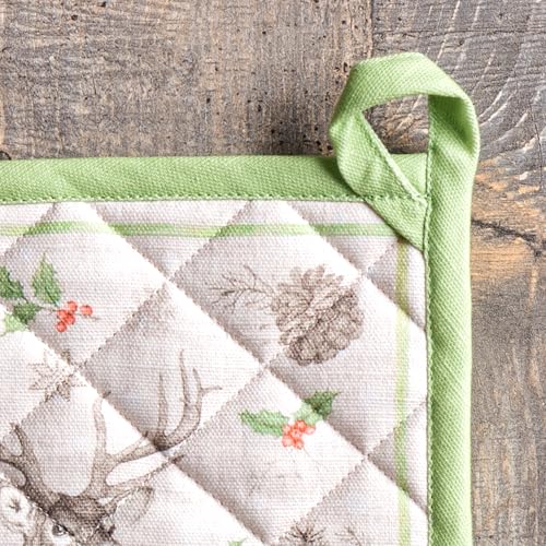 Pot Holders 100% Cotton Potholders (115 - Christmas Dew / 8" x 8" (Pot Holder Pack of 2))