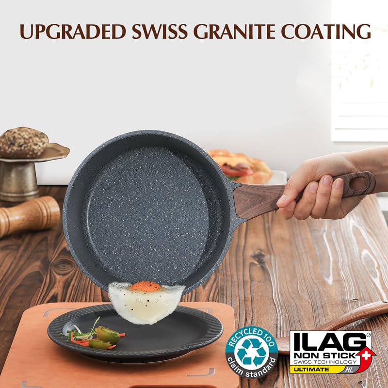 2.0 Quarts Nonstick Saucepan with Lid (Gray Granite / 2.0 Quarts)