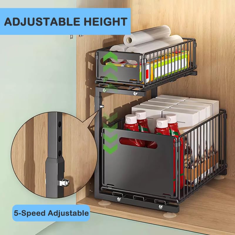 Under Sink Organizer with Adjustable Height (2 Pack)