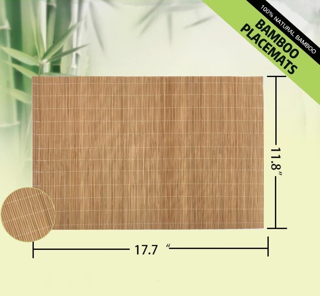 Set of 16 Pcs Bamboo Placemats Sushi Rolling Mat Japanese Style Natural Anti (Brown / Set of 16)