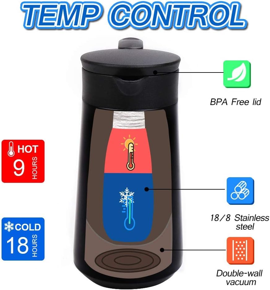 28oz Small Coffee Carafe Insulated Coffee Pot (Black, Black)