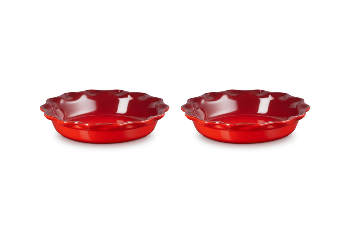 Stoneware Set of 2 Heritage Fluted Pie Dish (Cerise)