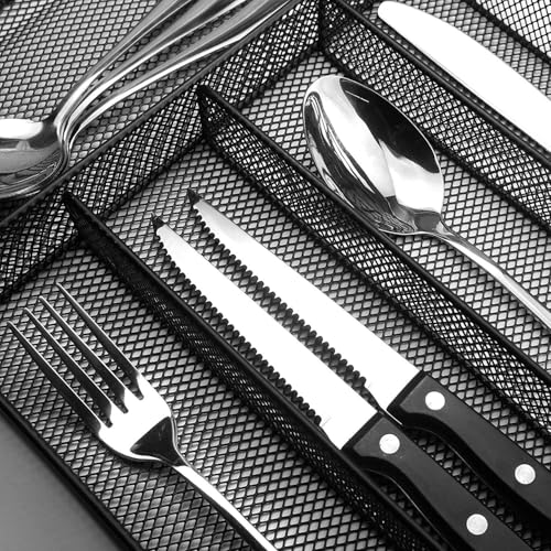 Mesh Silverware Tray for Drawers (Black / 11.3”*16")