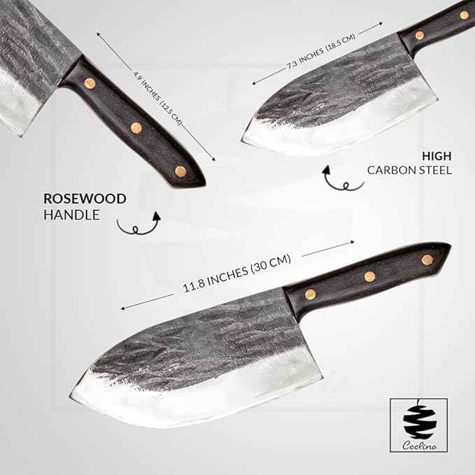 COOLINA Galba Butcher Knife, Full Tang Wide Blade, All-around Kitchen Knife for Meats and Bones