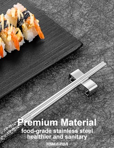 Metal Chopsticks Reusable (Floral Black 3 Pairs)