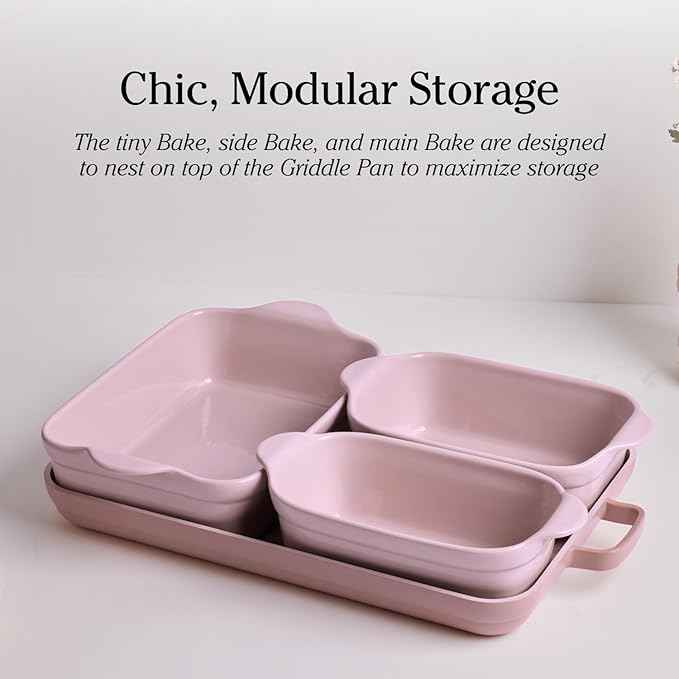 Our Place Bakeware Set | 5-Piece Ceramic Bakeware Collection with Stovetop-to-Oven Griddle Pan | PFAS-Free Non-Toxic Nonstick Pans, Oven Mat & Baking Dishes | Steam