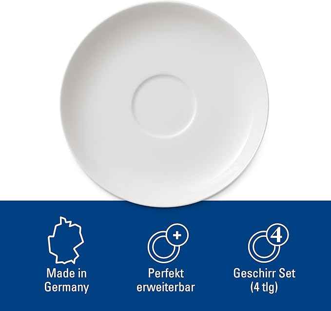 Villeroy & Boch For Me Espresso Cup & Saucer : Set of 2, Premium Porcelain, White