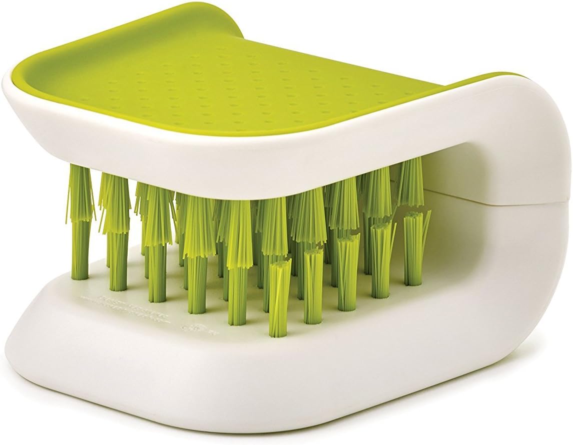 Non-Slip Blade Brush, Knife Cleaner, ABS Cutlery Cleaner, Green Double Sided Bristle Scrubber for Kitchen Chopsticks Fork Spoon Knives Washing by Doxishruky (Green, 1pc)