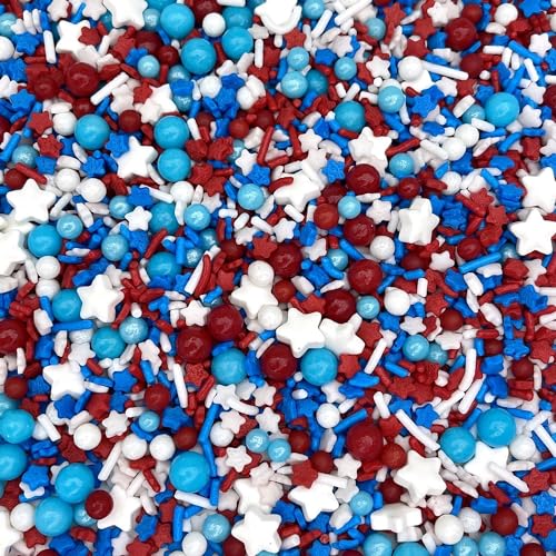 Sprinkles Edible Cake and Cupcake Sprinkles with Assorted Shapes and Sizes for Parties (Red/blue)