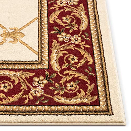 Timeless Collection Fleur De Lis Ivory 3x12 Runner Luxurious Traditional French Aubusson Oriental Area Rug Perfect for Living Room Bedroom or Dining Room Easy (2'7" x 12' (Runner) / Ivory)
