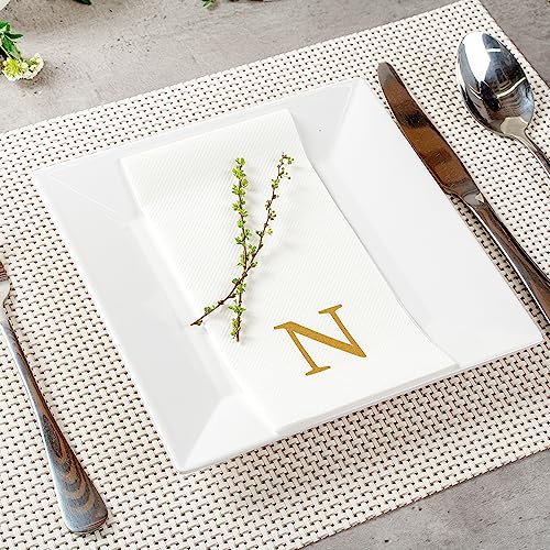 Paper Rectangle Gold Letter N Linen (Gold / 2000 Count / N)
