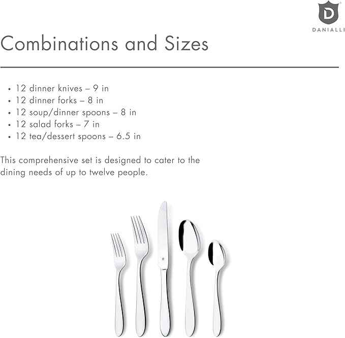Modern Silverware Set, 18/10 Stainless Steel Flatware, Mirror Finish, Dishwasher Safe, Elegant Cutlery for Home and Dining, Built to Last (60-Piece, Razzoli)