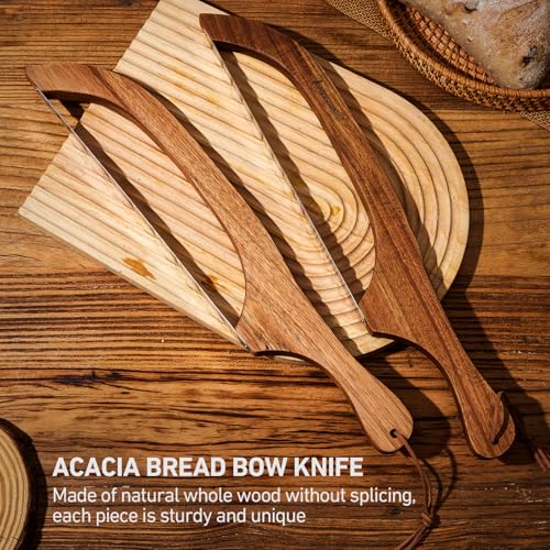 Bread Slicer Knife for Homemade Bread (Acacia wood)