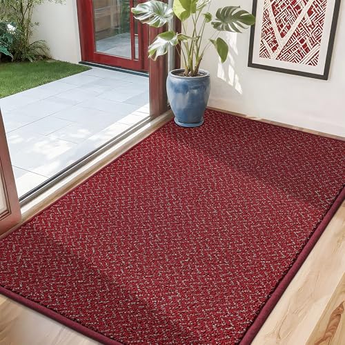 Dirt Trapper Door Mat 32"x48" Non Slip Washable Red