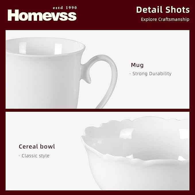 HomeVss, New Bone China Dinnerware Set, Embossed Winds, Service for 4-16pc Set