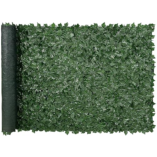 Artificial Ivy Privacy Fence Screen (Ivy with Green Mesh Backing / 59 x 118 inch)