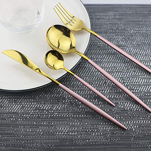 30 Piece Stainless Steel Pink Gold Satin Finish Flatware Set (Service for 6 / Pink Gold)