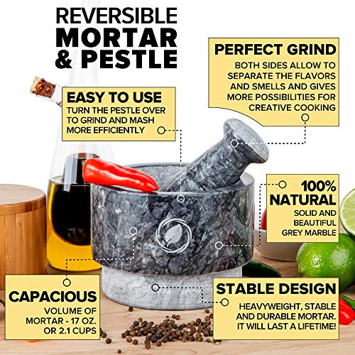 Mortar and Pestle Set (Gray Marble)