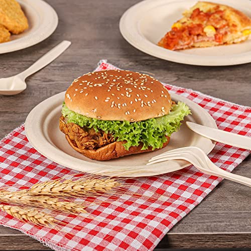 Small Paper Plates 7 Inch 150 Pack Compostable Dessert Plates (Brown / 7in 150pcs)