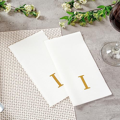 Paper Rectangle Gold Letter I Linen (Gold / 2000 Count / I)