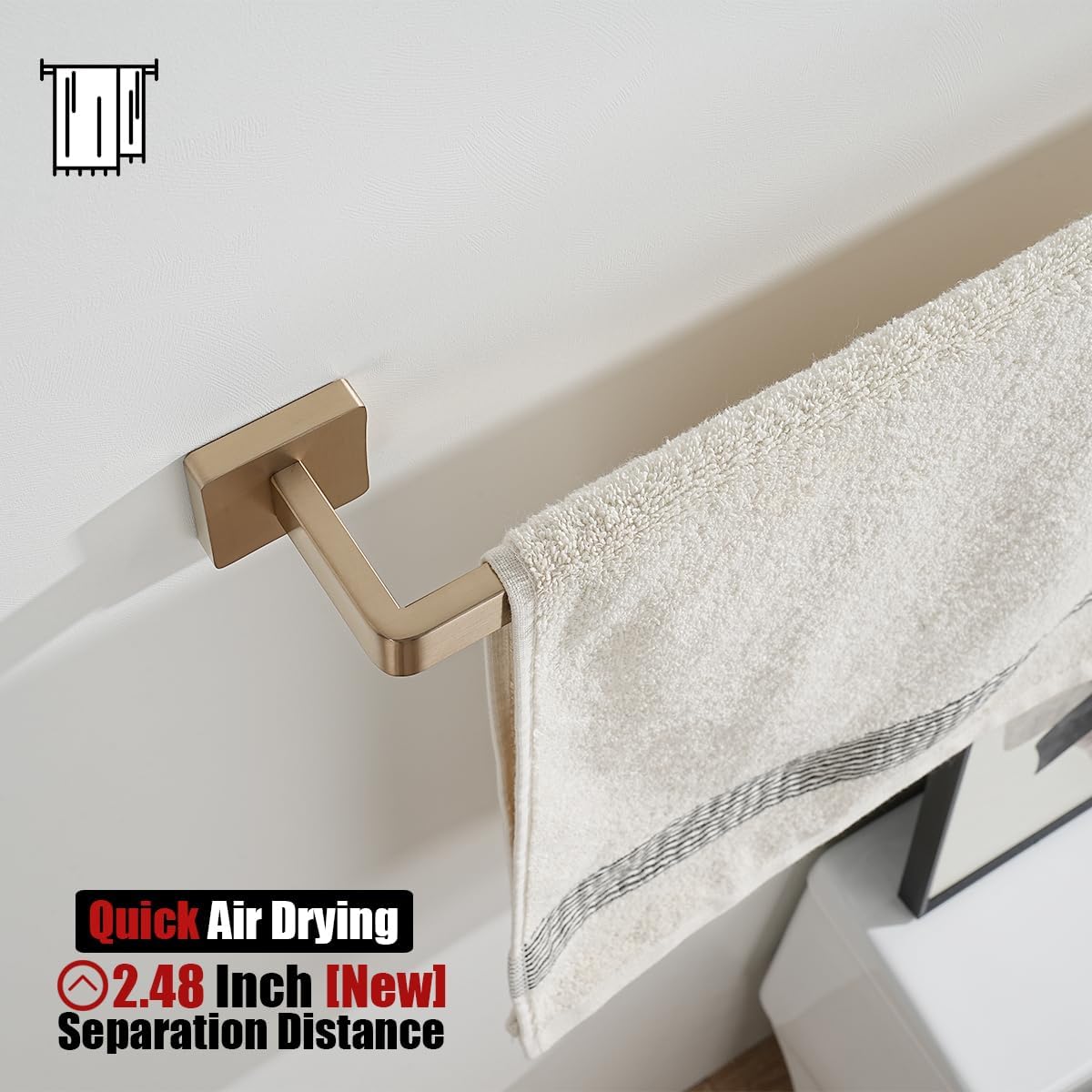 JQK Champagne Bronze Bath Towel Bar, 27 Inch 304 Stainless Steel Thicken 0.8mm Towel Rack Bathroom, Towel Holder Wall Mount, Total Length 29.41 Inch, TB250L27-CB