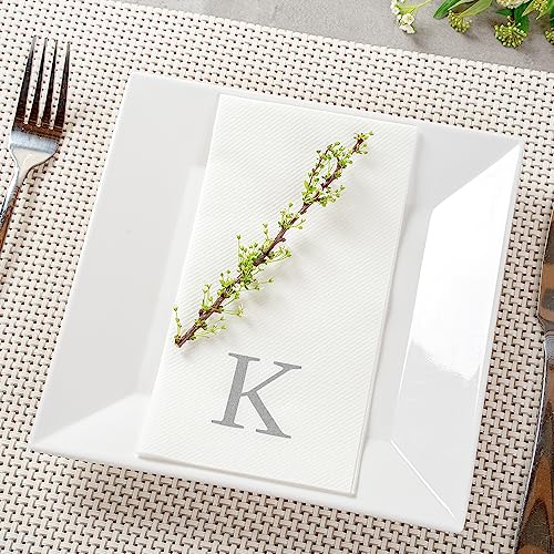 Silver K White Linen Feel Guest Towel Napkin (Silver / 2000 Count / K)