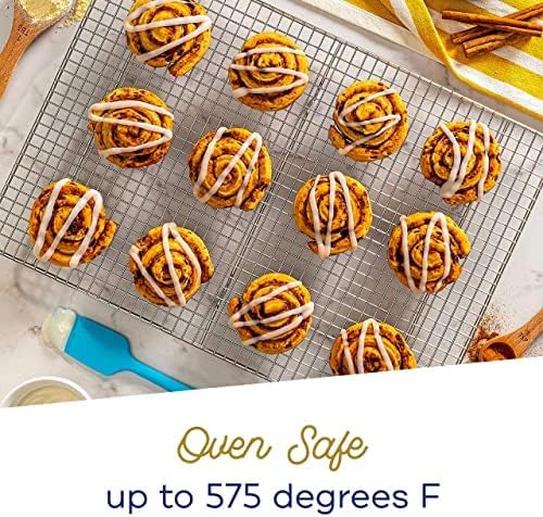 Ultra Cuisine Aluminum Baking Sheet with Stainless Steel Cooling Rack Set -Half Sheet Size Pan 13 x 18 inch, Durable Rimmed Sides, Easy Clean, Commercial Quality for Cooking and Roasting