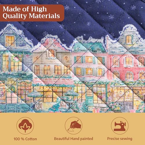 Pot Holders 100% Cotton Potholders (123 - Christmas Market - Blue / 8" x 8" (Pot Holder Pack of 2))