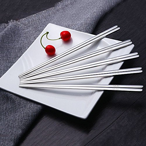 5 Pairs Silver Flat Chopsticks (silver-flat chopstick)