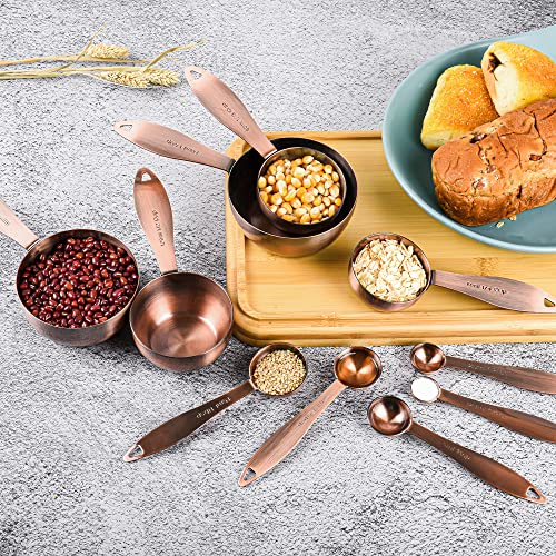 Copper measuring cups and spoons set