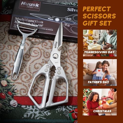 Kitchen Scissors and Vegetable Peeler Set (Bright Silver)