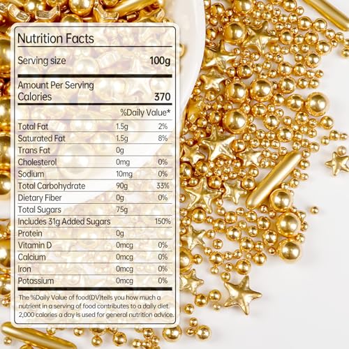 Gold Pearl Star Rods Sprinkles Edible (5.29 Ounce)