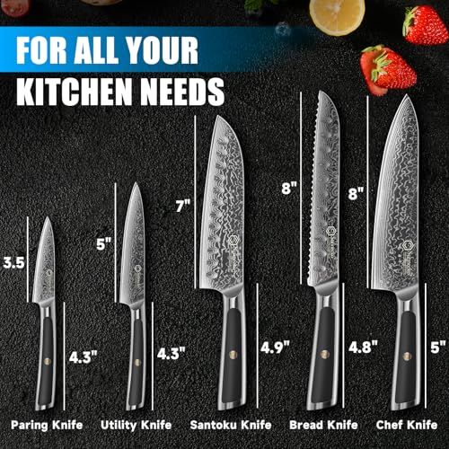 Damascus Kitchen Knife Set 5 Piece (Set of 5)