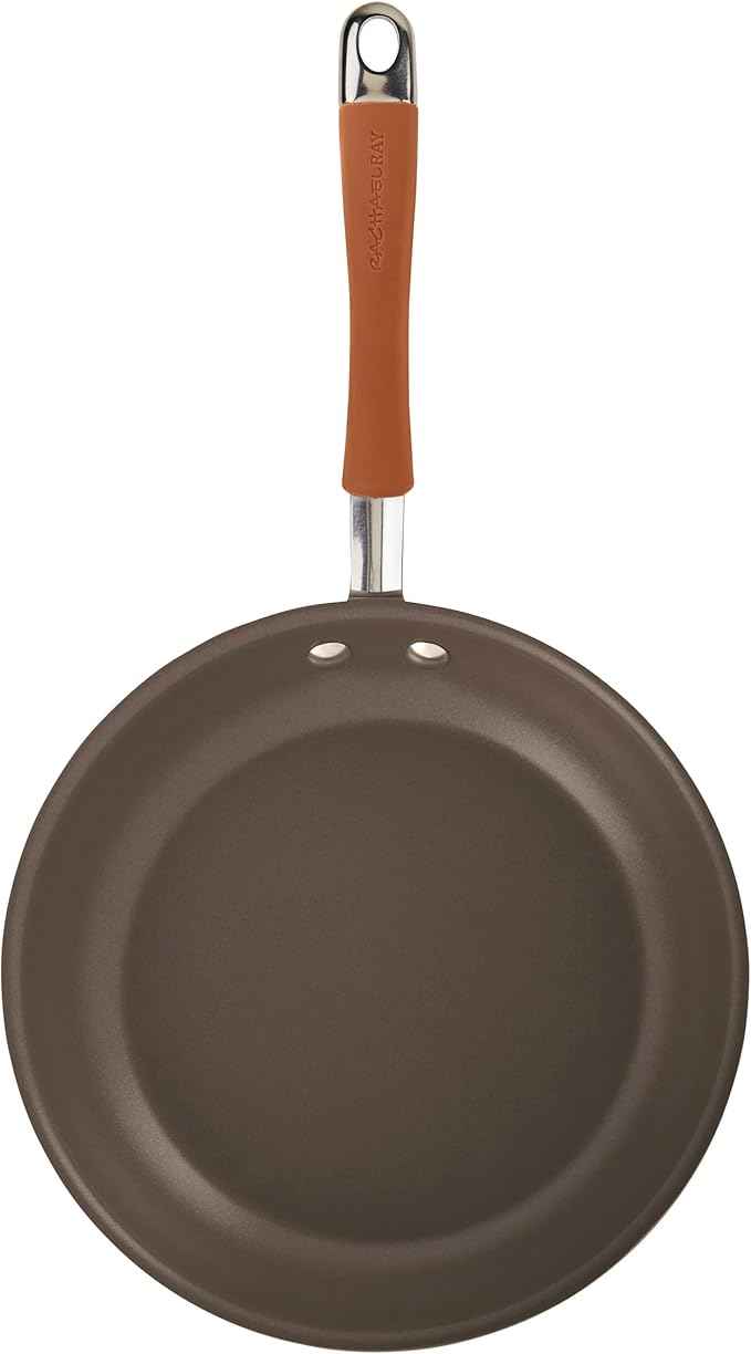 Rachael Ray Cucina Dishwasher Safe Hard Anodized Nonstick Cookware Pots and Pans Set, 12 Piece, Gray with Orange Handles