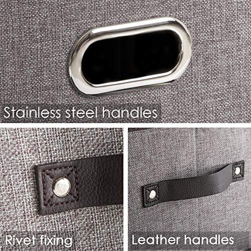 Large Collapsible Storage Baskets for Closet [5 (Grey&black Trim / Large(5-Pack))