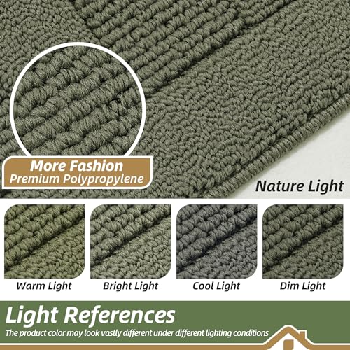 24x60 in Kitchen Rugs Non Slip Washable Kitchen Runner Rug (2' x 5' (Semicircular) / Green)
