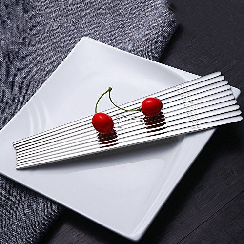 5 Pairs Silver Flat Chopsticks (silver-flat chopstick)