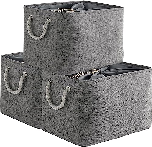 Storage Basket for Organizing (Grey / 3PCS/Large Cube - 16L×12W×12H)