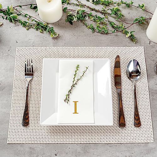 Paper Rectangle Gold Letter I Linen (Gold / 2000 Count / I)