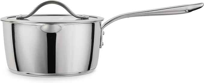Tramontina Tempo Tri-Ply Base Stainless Steel 3-Quart Sauce Pan with Glass Lid, Induction-Ready Saucepan, Oven-Safe, Dishwasher-Safe