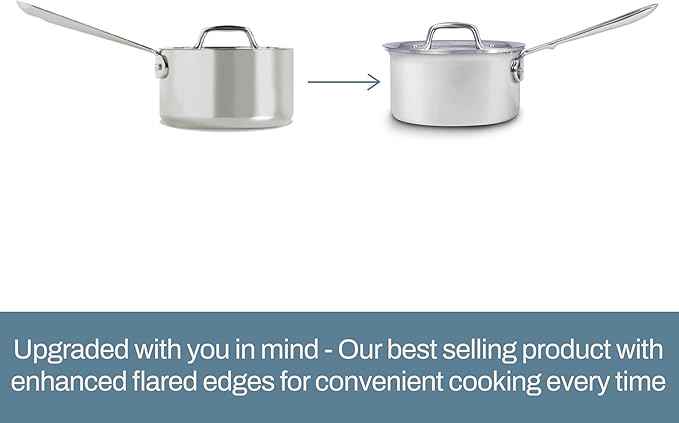 All-Clad D3® Stainless Steel 7 Piece Cookware Set- Made in USA- Includes Frying Pans, Saucepan, Sautépan, Stockpot - Professional Grade -Oven Safe & Induction Compatible
