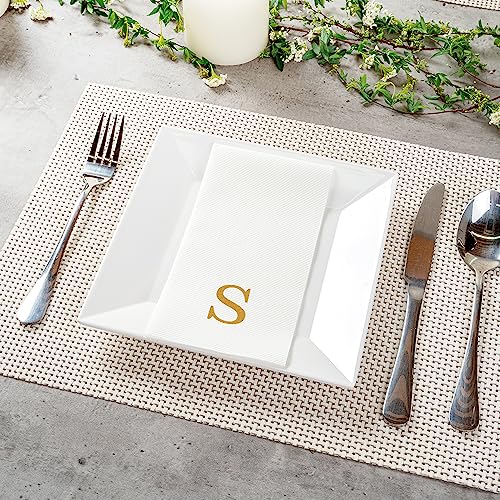 Paper Rectangle Gold Letter S Linen (Gold / 2000 Count / S)