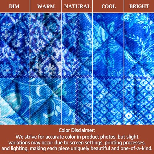 Maison d'Hermine Oven Gloves 100% Cotton Oven Mitt (027 - Indigo Love / 7.5" x 13" (Oven Mitt))