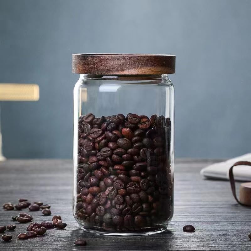 6 Set Glass Pantry Storage Jars with Acacia Airtight Lid (23 oz (6 pcs))
