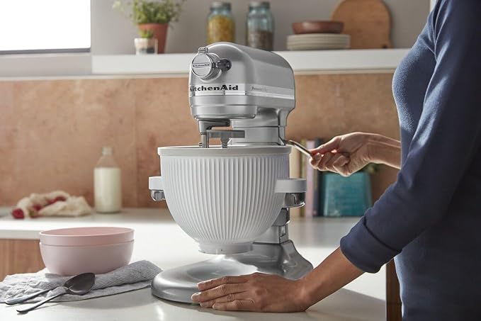 KitchenAid Ice Cream Maker Attachment for Stand Mixer, 2 Quart, KSMICM, White