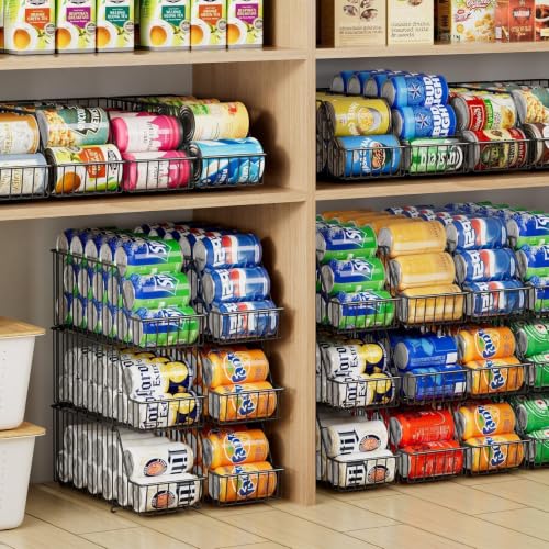 6 Pack Can Storage Organizer for Pantry (6 Pack - 6-Tier / Black)